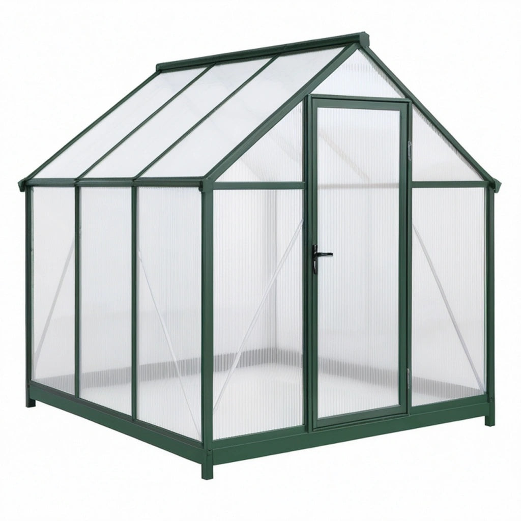 Szklarnia ogrodowa 190 x 190 x 195 cm zielona z aluminium i poliwęglanu - wolnostojąca