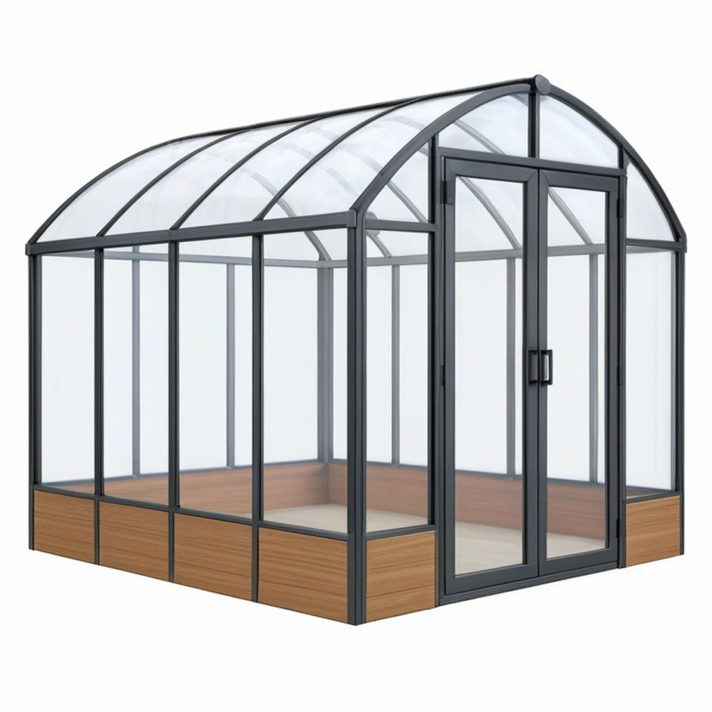Szklarnia ogrodowa 300 x 190 x 200 cm z aluminiową ramą i przezroczystymi panelami łukowa