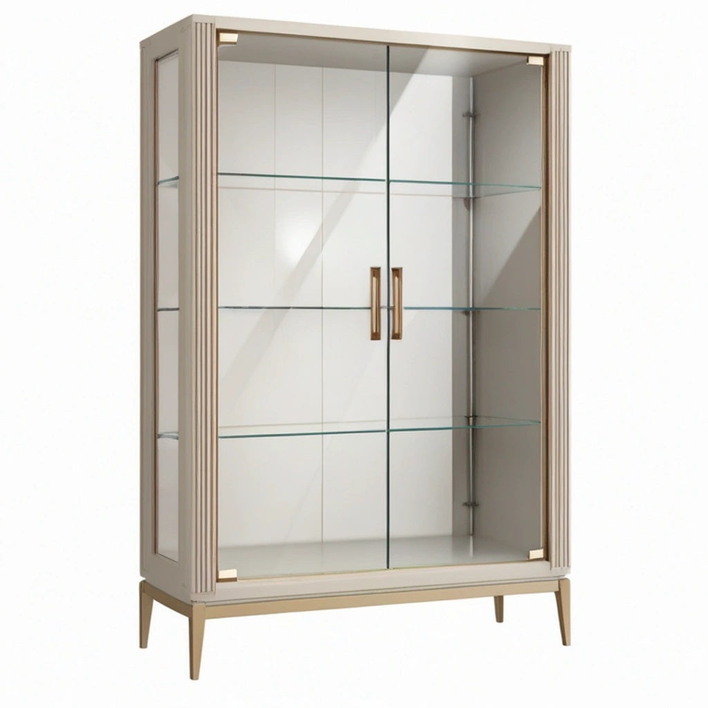 Witryna szklana 90 x 40 x 180 cm biała ze szkłem do salonu