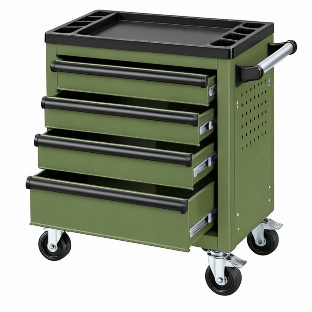 Wózek narzędziowy 70 x 46 x 90 cm stalowy zielony z 4 szufladami mobilny
